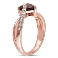 Miabella Women's'sims 1- Carat T.G.W. Срцев гарнет и дијамант акцент 10kt розово злато отворен кросовер прстен
