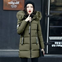 Sunhillsgrace јакни палта за жени со долг ракав зимски густа јака јака патент џеб палто топла памучна качулка надвор од облеката