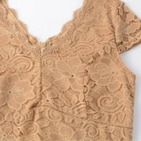 Дакијан фустани за дозвола за жени модни жени V-вратот цврст гроздобер елегантен миди вечерен патент фустан без ракави плус