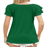 Lumento Ladies Summer Tops Square Reck T-Shirt Thirt Color Tily Women Mock Tee Dishable Christ Tunic Tunic Bluze зелена XL