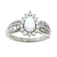 Брилијантност фино накит Стерлинг сребро создаден опал и бела кубна цирконија ЦЗ прстен