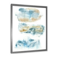 DesignArt 'Апстракт на облаци темно сина боја II' модерен врамен уметнички принт