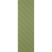 Ekena Millwork 15 W 39 H True Fit PVC Diagonal Slat модерен стил фиксирани ролетни за монтирање, мов зелена