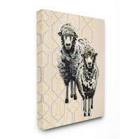 Колекцијата за украси на домашни куќи две волнени овци со обрасци на мониста сликајќи платно wallидна уметност