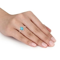 Miabellaенски женски 1- карат овален апатит карат дијамант 10kt розово злато изопачен ореол прстен