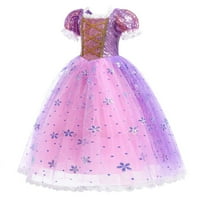 Заплеткан Виолетова Фустан Принцеза Костим Ноќта На Вештерките Роденден Фенси Партија Облечи Церемонија Наметка За Девојки