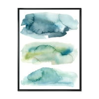 Зелени и сини облаци врамени со сликање на платно уметничко печатење