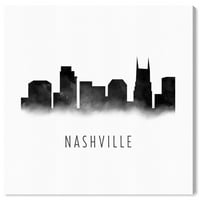 Пистата Авенија Градови и Skylines wallидни уметности Пернас ги отпечатоци „Нешвил акварел“ во градовите на САД - црно, бело
