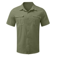 outfmvch кошули со долги ракави за мажи машка секојдневна кошула двоен џеб елегантна јака со јака свртена надолу копче за кошула
