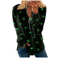 Ројалов Патент Кошули Со Долги Ракави За Жени Печатење Графички Маици Блузи Обични Врвови Пуловер