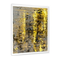 DesignArt 'Grey се среќава со жолто апстрактна уметност II' модерен врамен уметнички принт