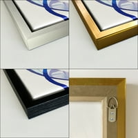 DesignArt 'Злато и темно сина и апстрактна i' модерна врамена платна wallидна уметност печатење