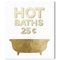 Пастата Авенија Авенија Бања и перална wallидна уметност платно ги отпечати кадињата „топли бањи“ - злато, бело
