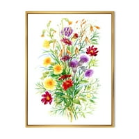 Дизајн на „Шарен букет на диви цвеќиња во природата“ Фарма куќа врамена платно wallидна уметност печатење