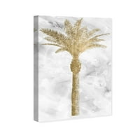 Студио Винвуд Студио Флорална и ботаничка wallидна уметност платно ги отпечати дрвјата „Палма злато II“ - злато, бело