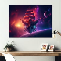DesignArt Бродот крстарење во wallидната уметност на платно Галакси III