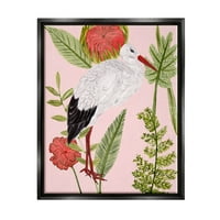 Sulpell Industries розова разновидна ботаничка птици графички уметнички млазници црно лебдечки платно печатено wallид уметност,