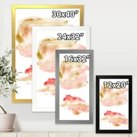 DesignArt 'Апстрактни облаци поставени со розово злато беж и црвена' модерна врамена уметност принт