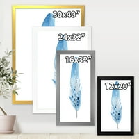 DesignArt 'Апстрактна сина бухо пердуви' Боемјан и еклектичен врамен уметнички принт