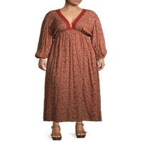 Романтичен цигански плус големина на капчиња макси фустан