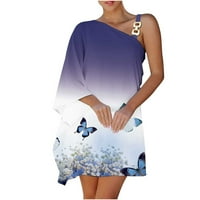 Дозвола-Продажба Летни Фустани За Жени Плус Големина Печатење Без Ракави Дигитален Фустан За Печатење Едното Рамо Од Црта Ладно Рамо Макси Лабаво Вклопување И2К Мо