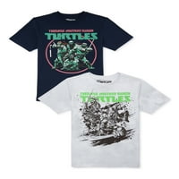 Тинејџерски мутант нинџа желки момчиња графички маички со кратки ракави, 2-пакувања, големини XS-XXL