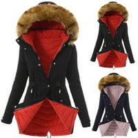Женски палта лабава модна боја, обична топла топла важна облека, палто Црвен S-6xl