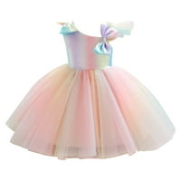Дете Девојки Тул Принцеза Фустан Летаат Ракав Виножито Боја Меки Фустани За Деца Облека Мода