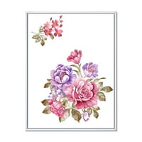 DesignArt 'Букет од виолетова и розова цвеќиња I' Фарма куќа врамени платно wallидни уметности печатење