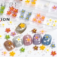 Цветни нокти привлечност 3Д цвет Денот на вineубените Дизајн на нокти Декорација на цвеќе Дизајн на нокти DIY накит за украси