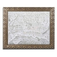 Трговска марка ликовна уметност Карта на Цариград Турција c.1650 платно уметност, златна украсна рамка