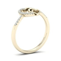 1 20CT TDW Diamond 10K жолто златно срце моден прстен